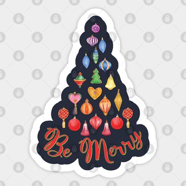 Be Merry Decorative Tree Sticker by SharksOnShore